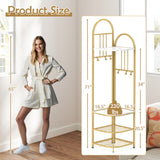 4-Tier Coat Rack Corner Hall Tree with Shoe Storage Bench-White