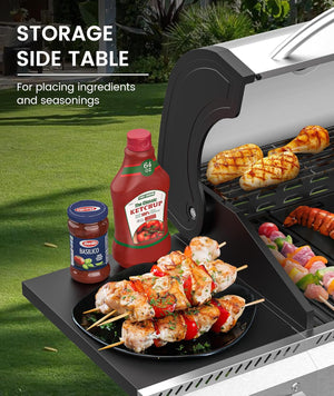 3 & 4-Burner Propane Gas Grills with Side Burners, for Outdoor Cooking, BBQ, Patio, Camping