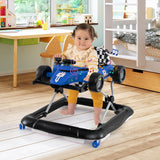 4-in-1 Baby Push Walker Activity Center Height Adjustable with Music Box-Blue