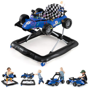 4-in-1 Baby Push Walker Activity Center Height Adjustable with Music Box-Blue