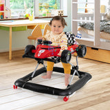 4-in-1 Baby Push Walker Activity Center Height Adjustable with Music Box-Red