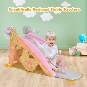 4-in-1 Rocking Horse and Slide Set for Kids-Pink
