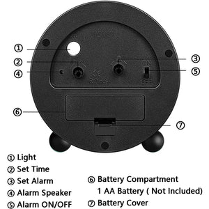 4" Super Silent Non Ticking Analog Alarm Clock with Night Light