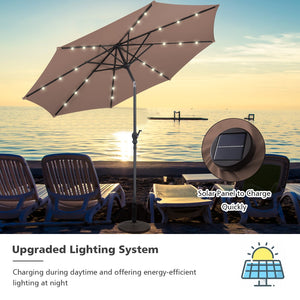 10 Feet Patio Solar Umbrella with Crank and LED Lights-Tan by DirectDeals