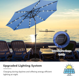 10 Feet Patio Solar Umbrella with Crank and LED Lights-Blue by DirectDeals