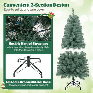Pre-Lit Blue Artificial Christmas Tree Slim with 9 Lighting Modes-4.5 ft