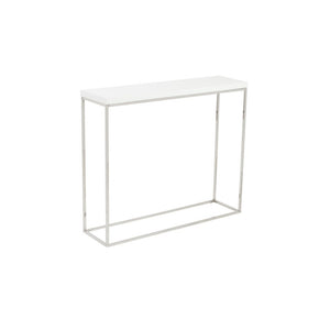 35" White and Silver Frame Console Table
