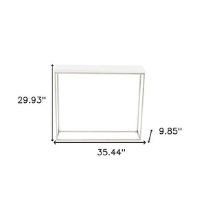 35" White and Silver Frame Console Table
