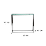 36" Clear and Silver Glass Sled Console Table