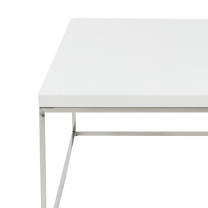 47" White and Silver Wood And Metal Frame Coffee Table