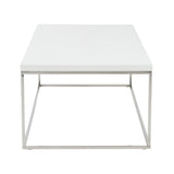 47" White and Silver Wood And Metal Frame Coffee Table