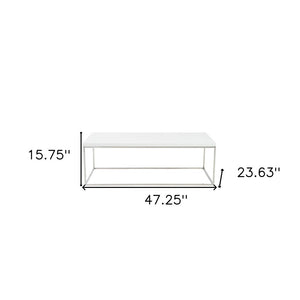 47" White and Silver Wood And Metal Frame Coffee Table