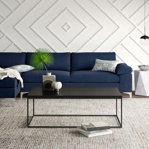 47" Black Wood And Metal Frame Coffee Table