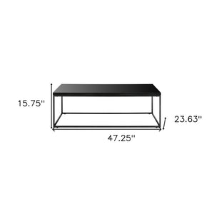 47" Black Wood And Metal Frame Coffee Table