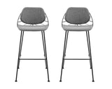 Set of Two 30" Light Gray And Black Steel Low Back Bar Height Bar Chairs
