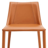 26" Terra Cotta Faux Leather And Steel Low Back Counter Height Bar Chair