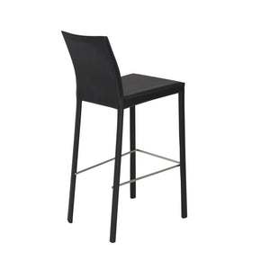Set of Two 30" Black Faux Leather and Steel Bar Height Bar Chairs