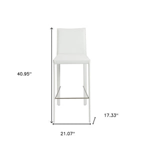 Set of Two 30" White Steel Low Back Bar Height Bar Chairs