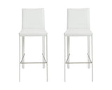 Set of Two 30" White Steel Low Back Bar Height Bar Chairs