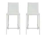 Set of Two 26" White Steel Low Back Counter Height Bar Chairs