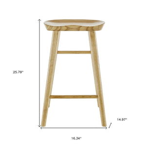 26" Natural Manufactured Wood Backless Counter Height Bar Chair