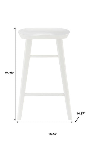 25" White Solid Wood Backless Counter Height Bar Chair
