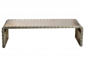 60" Gray Aluminum and Metal Frame Coffee Table