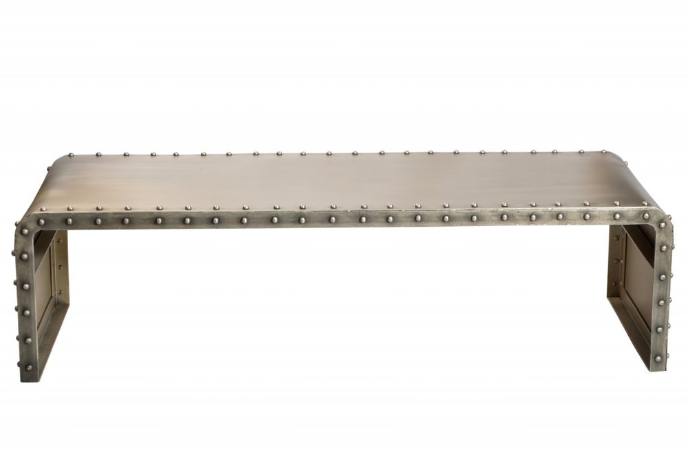 60" Gray Aluminum and Metal Frame Coffee Table