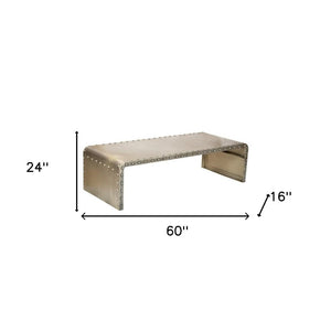 60" Gray Aluminum and Metal Frame Coffee Table