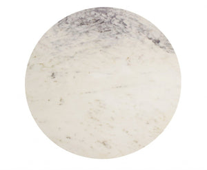 32" Ivory and Brass Genuine Marble and Metal Round Frame Coffee Table