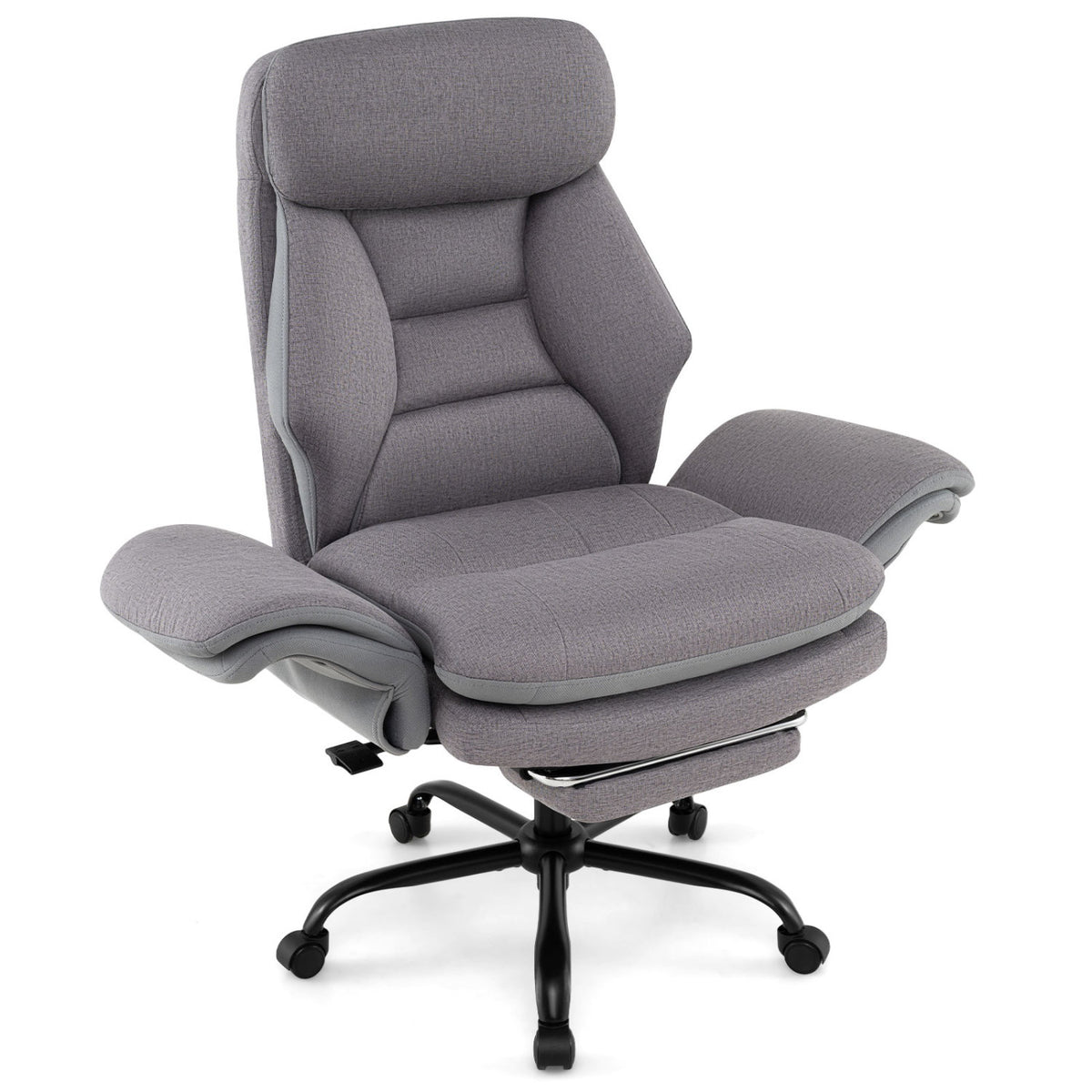 400 LBS Ergonomic Big and Tall Office Chair with Faux Leather-Gray