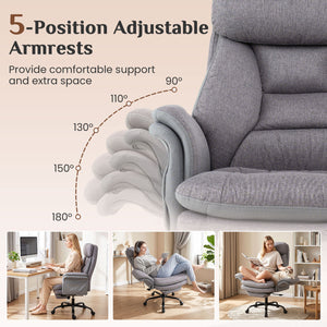 400 LBS Ergonomic Big and Tall Office Chair with Faux Leather-Gray