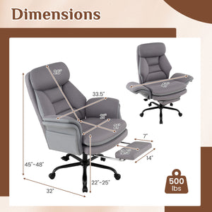400 LBS Ergonomic Big and Tall Office Chair with Faux Leather-Gray