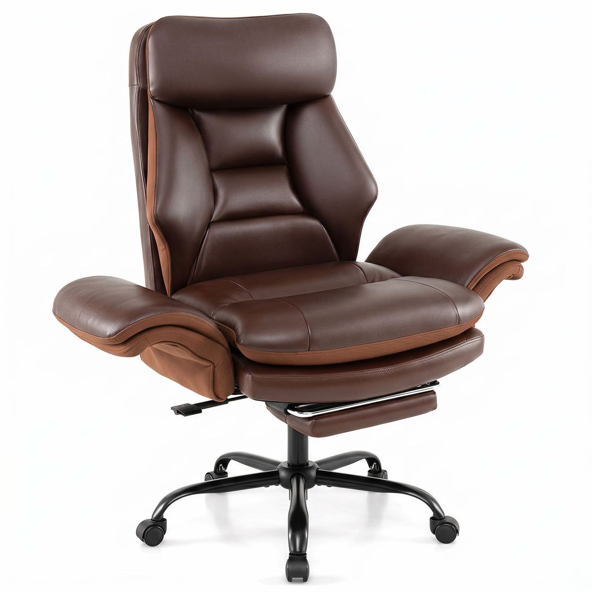 400 LBS Ergonomic Big and Tall Office Chair with Faux Leather-Brown