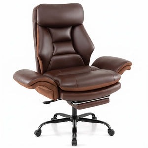 400 LBS Ergonomic Big and Tall Office Chair with Faux Leather-Brown