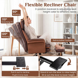 400 LBS Ergonomic Big and Tall Office Chair with Faux Leather-Brown