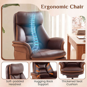 400 LBS Ergonomic Big and Tall Office Chair with Faux Leather-Brown