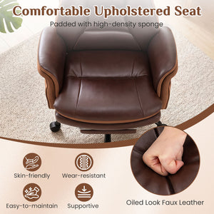 400 LBS Ergonomic Big and Tall Office Chair with Faux Leather-Brown