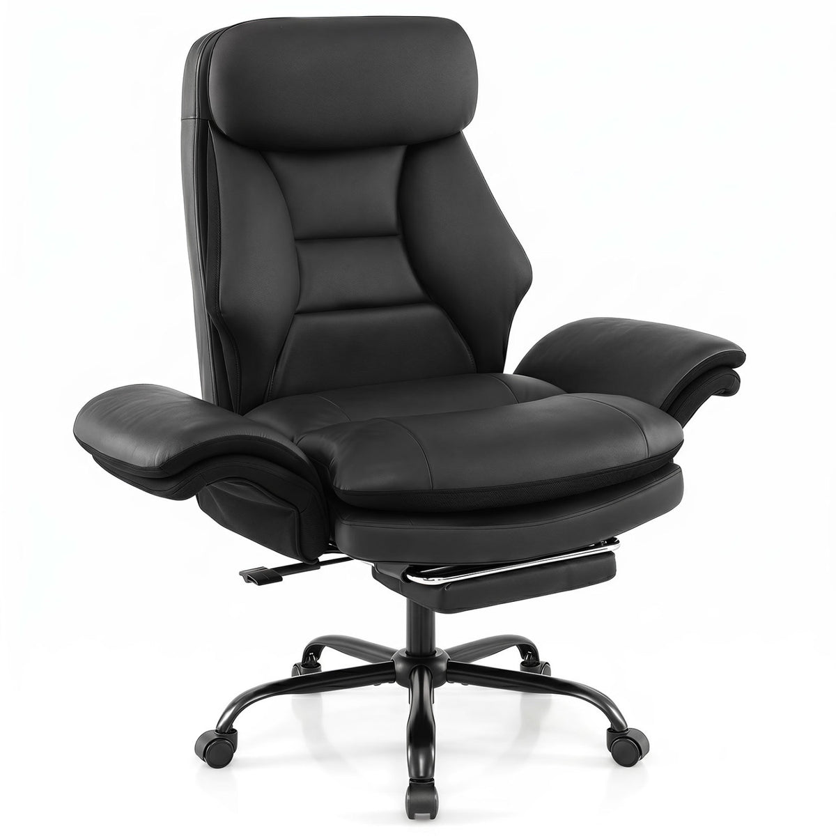 400 LBS Ergonomic Big and Tall Office Chair with Faux Leather-Black