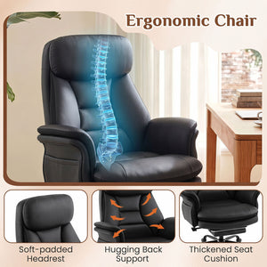 400 LBS Ergonomic Big and Tall Office Chair with Faux Leather-Black