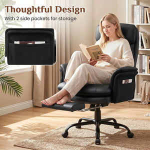 400 LBS Ergonomic Big and Tall Office Chair with Faux Leather-Black