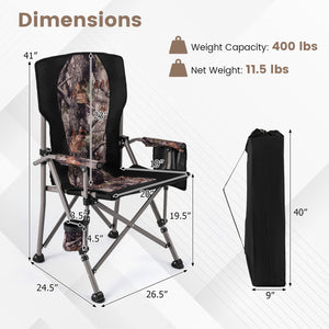 400 LBS Support Folding Camping Chair with Covers-Black