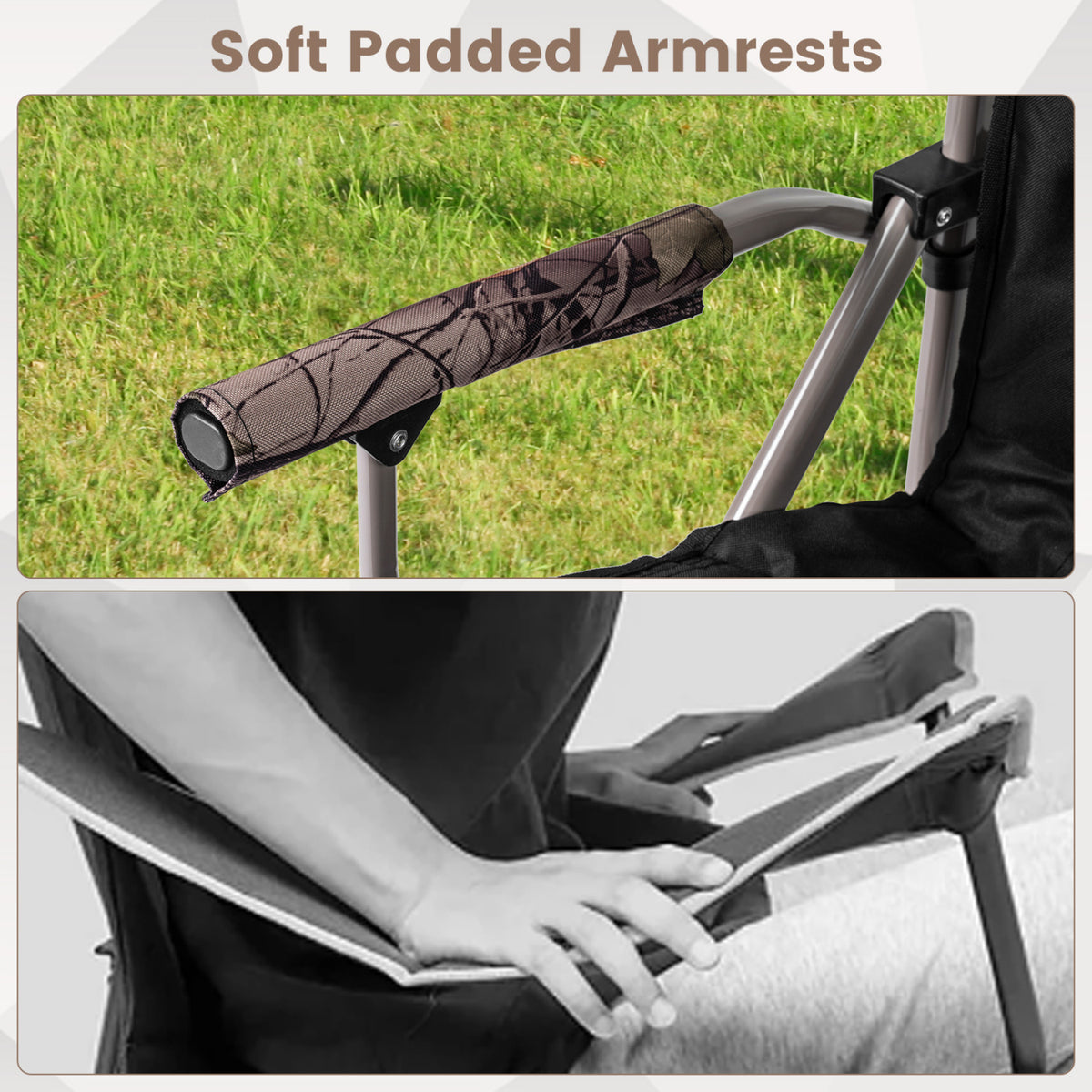 400 LBS Support Folding Camping Chair with Covers-Black