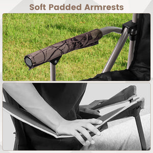 400 LBS Support Folding Camping Chair with Covers-Black