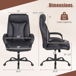 400 Pounds Big and Tall Adjustable High Back Leather Office Chair