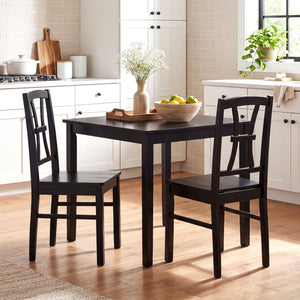 400 lbs Capacity Dining Chair Set of 2 with Cross Backrest and Rubber Wood Frame-Black