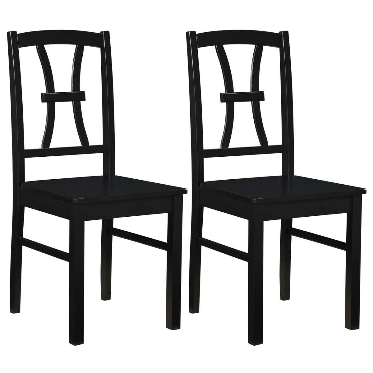 400 lbs Capacity Dining Chair Set of 2 with Cross Backrest and Rubber Wood Frame-Black