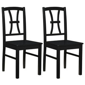 400 lbs Capacity Dining Chair Set of 2 with Cross Backrest and Rubber Wood Frame-Black