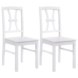 400 lbs Capacity Dining Chair Set of 2 with Cross Backrest and Rubber Wood Frame-White