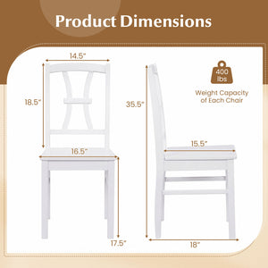 400 lbs Capacity Dining Chair Set of 2 with Cross Backrest and Rubber Wood Frame-White